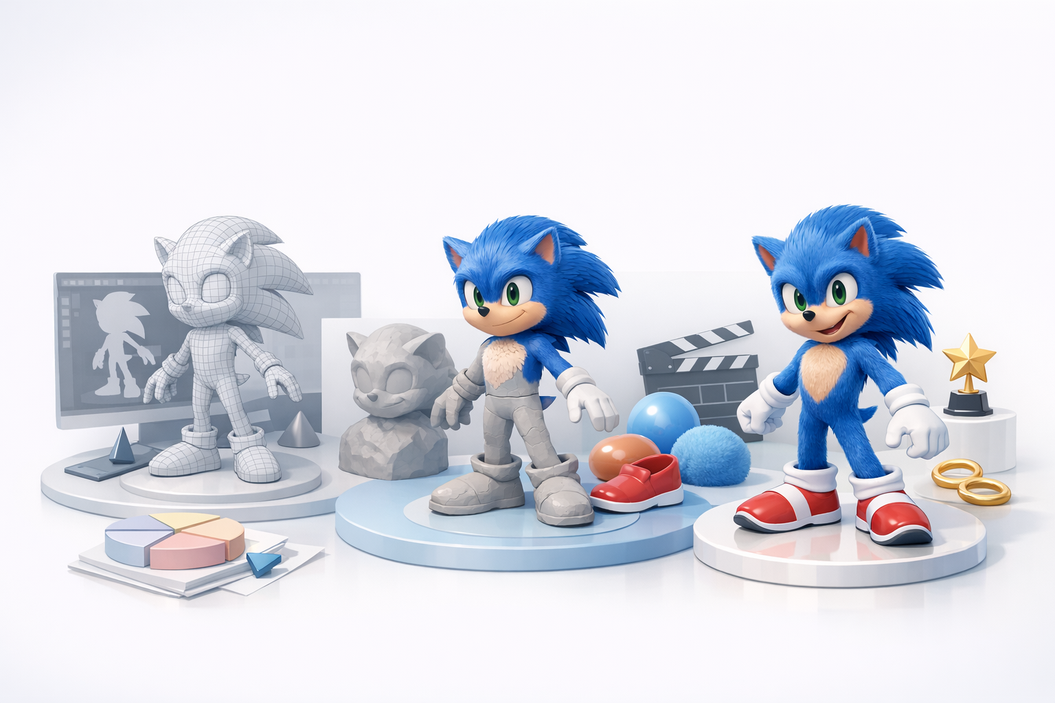 2019年电影版Sonic 3D建模核心要点示意图