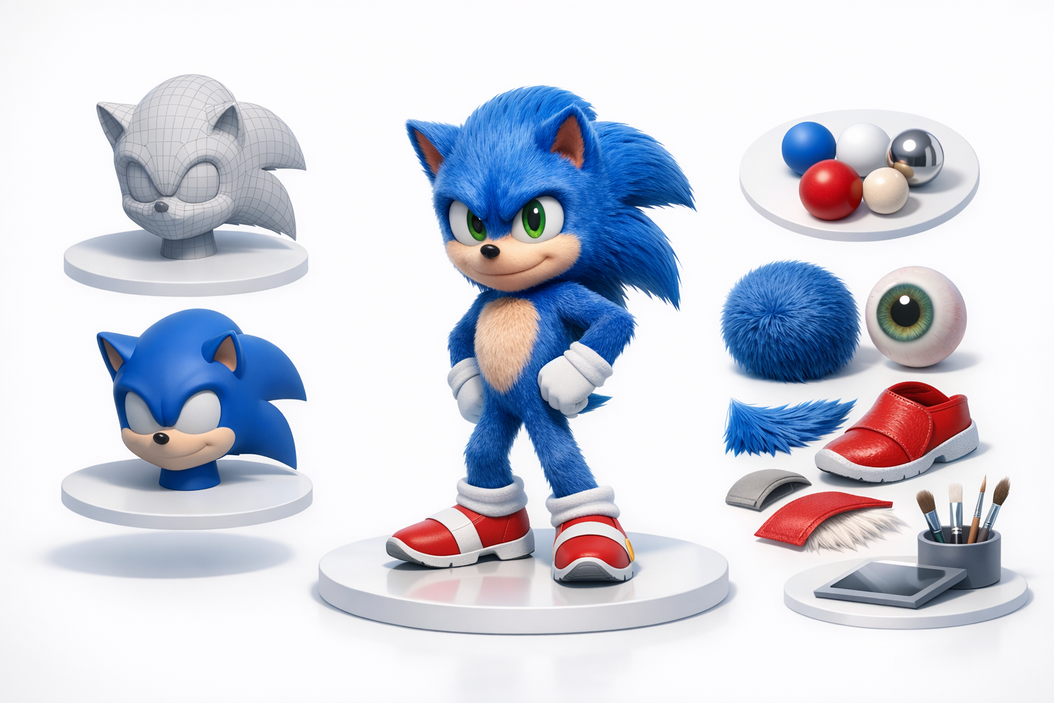 纹理与材质:还原Sonic视觉风格示意图