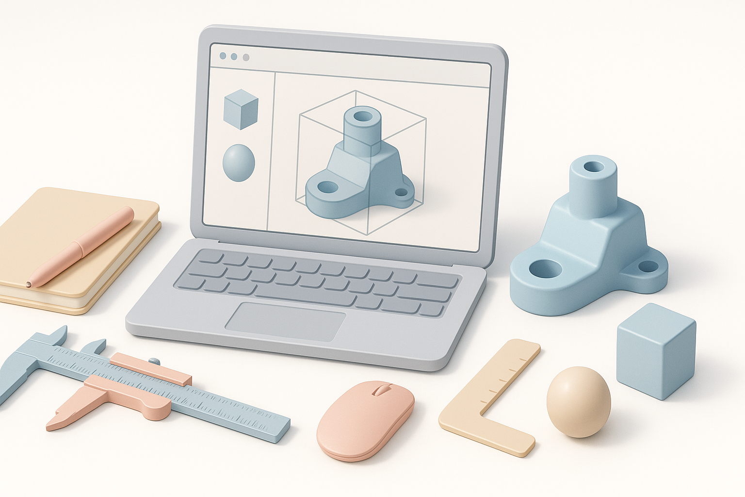 我如何创建 3D CAD 模型:工作流程与工具示意图