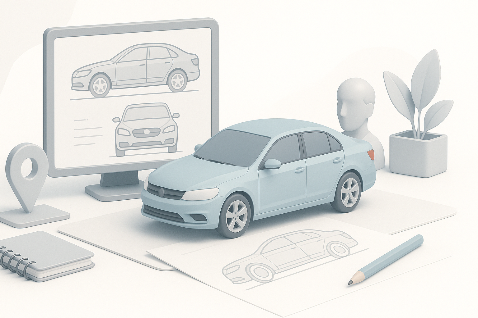 Planning and Conceptualizing Your 3D Car Model illustration