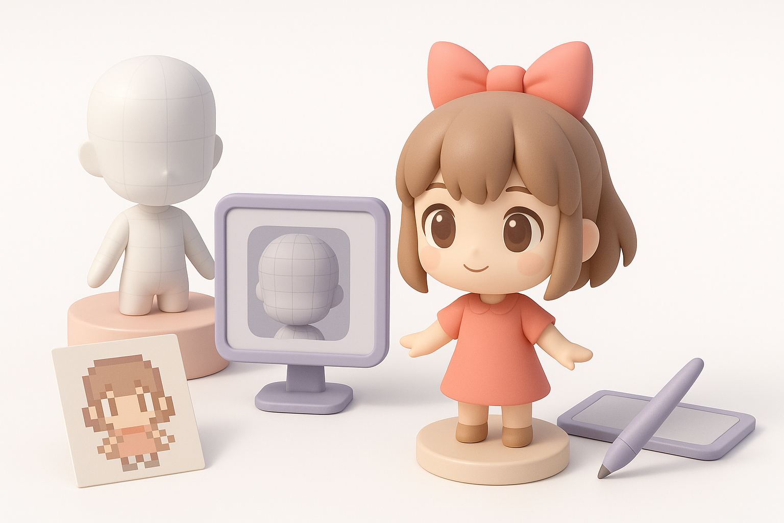 My Step-by-Step Workflow for 3D Chibi Modeling illustration