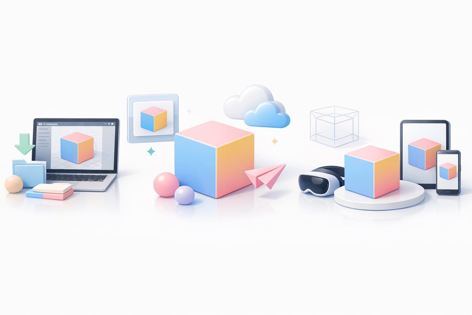 导出、分享和使用3D立方体模型示意图
