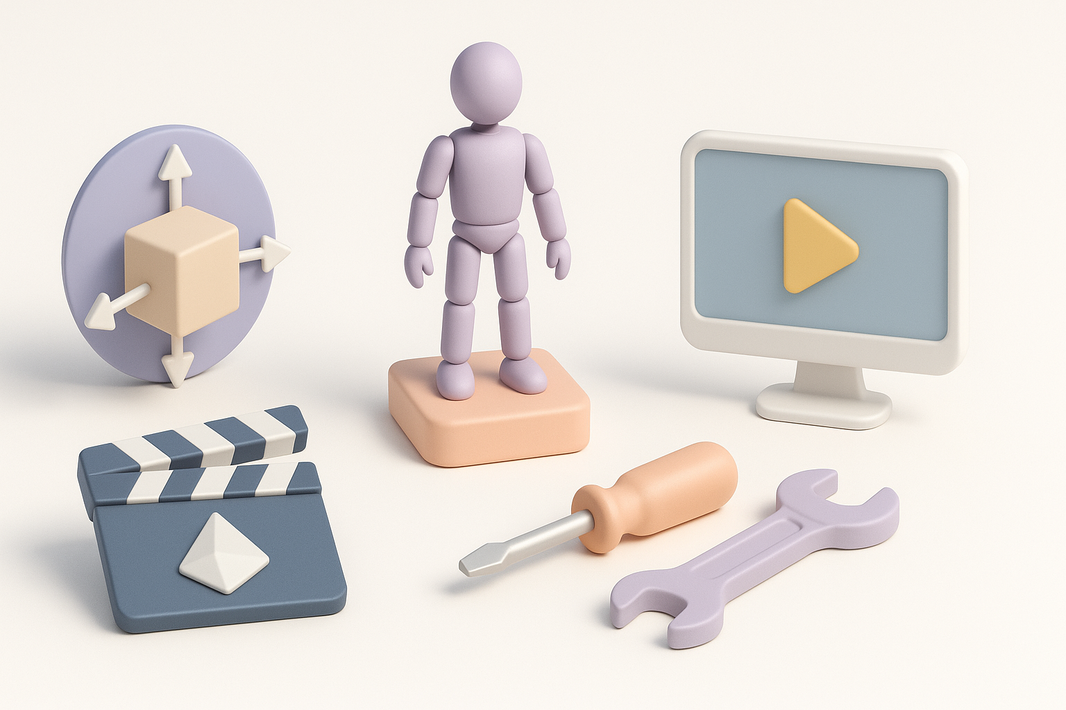 3Dモデルアニメーションに必要なツールとソフトウェアのイラスト
