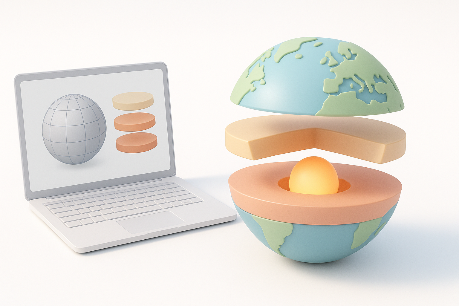 Understanding the Earth's Layered Structure for 3D Modeling illustration