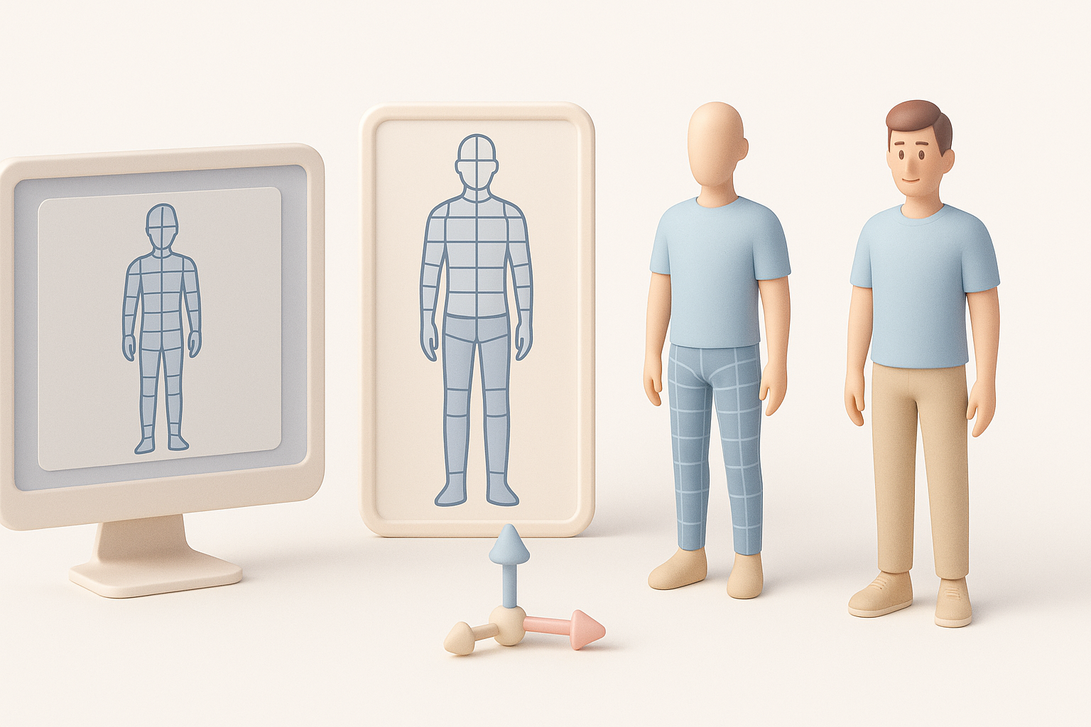 概览：男性3D模型创建流程示意图