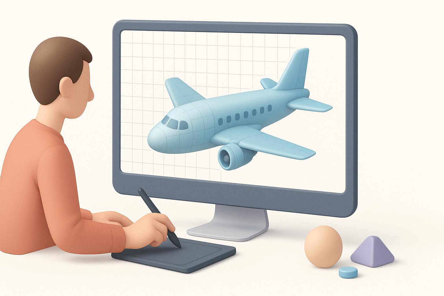 飞机3D模型细化与精修示意图