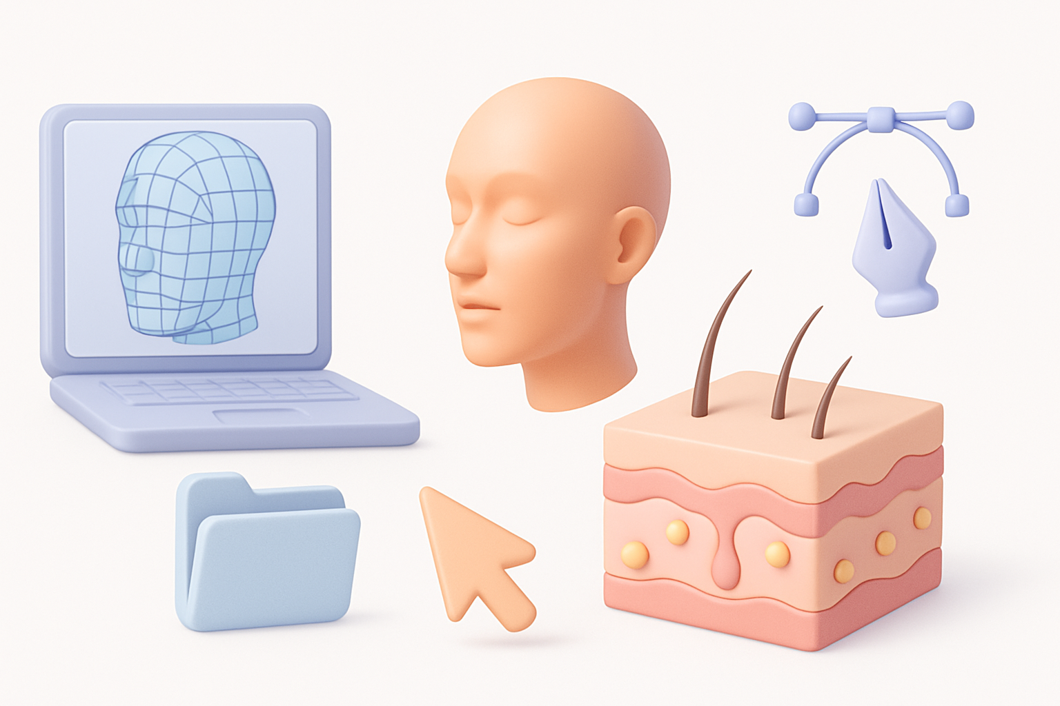 Step-by-Step Workflow: Building a 3D Skin Model illustration