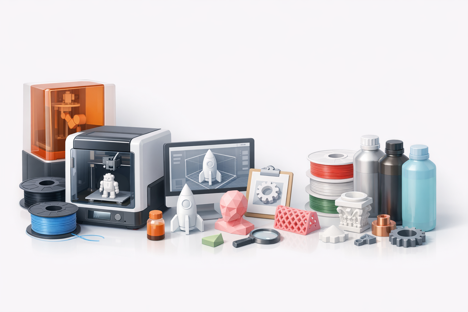 选择合适的3D打印机和材料示意图