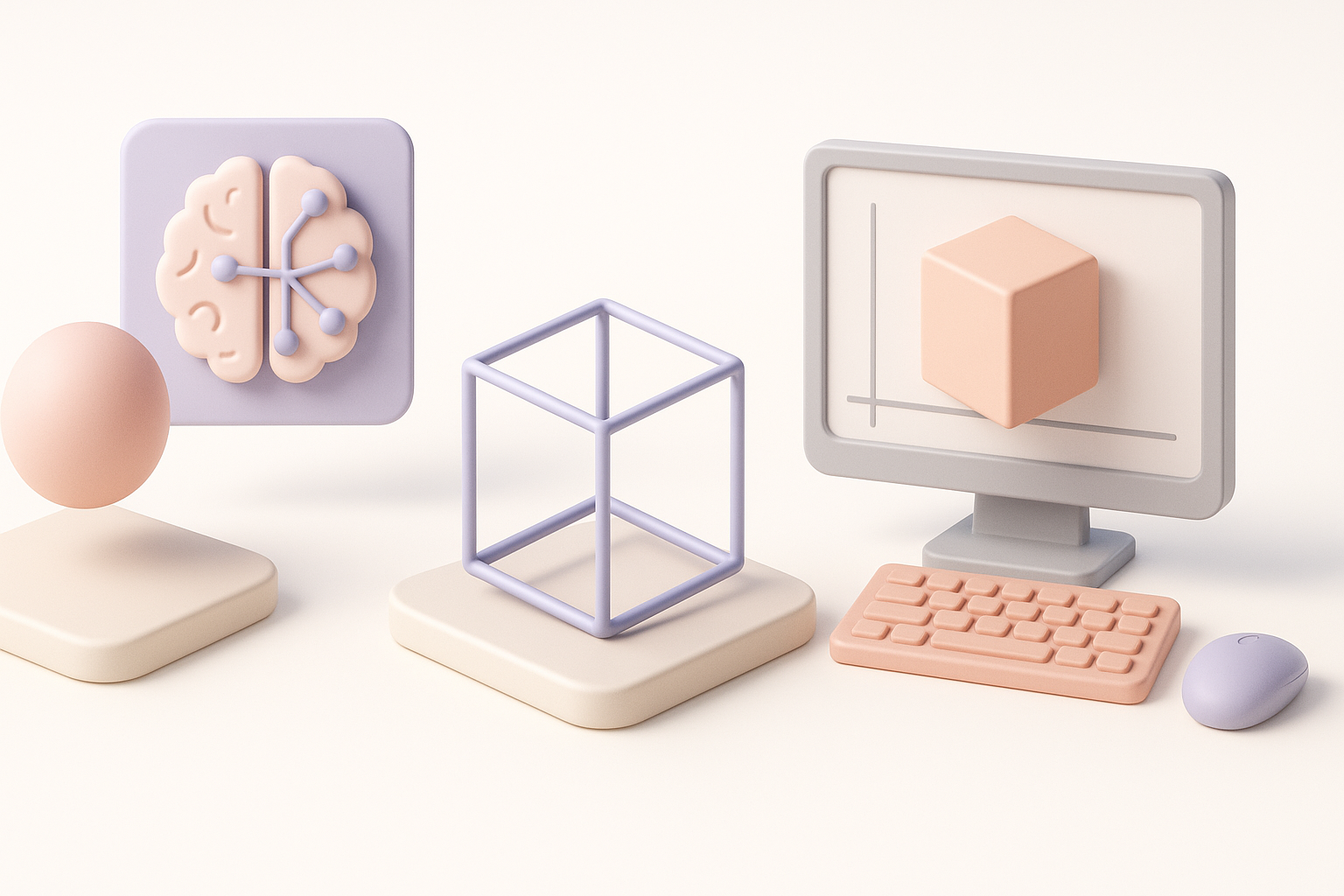 AI 驱动与传统 3D 模型创建方式对比示意图