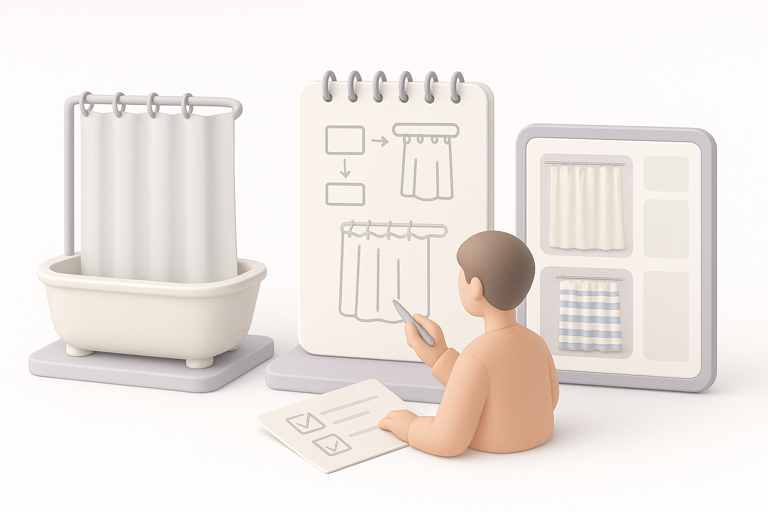 Planning and Reference Gathering for Shower Curtain Models illustration
