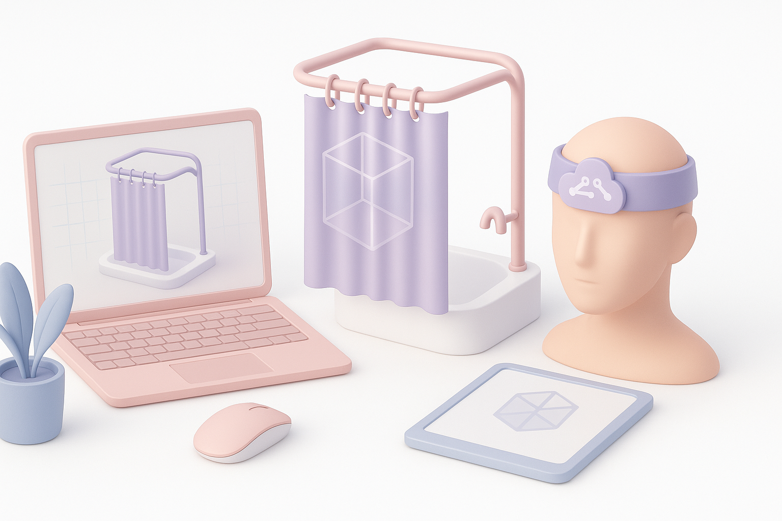 Leveraging AI Tools for Faster 3D Shower Curtain Creation illustration