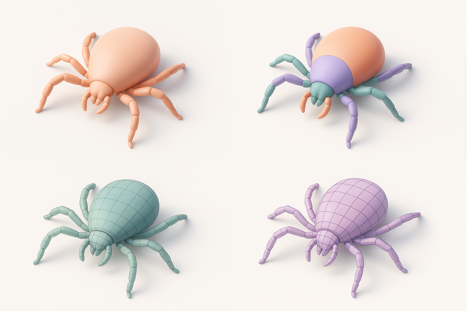 Retopology、分割与生产优化示意图
