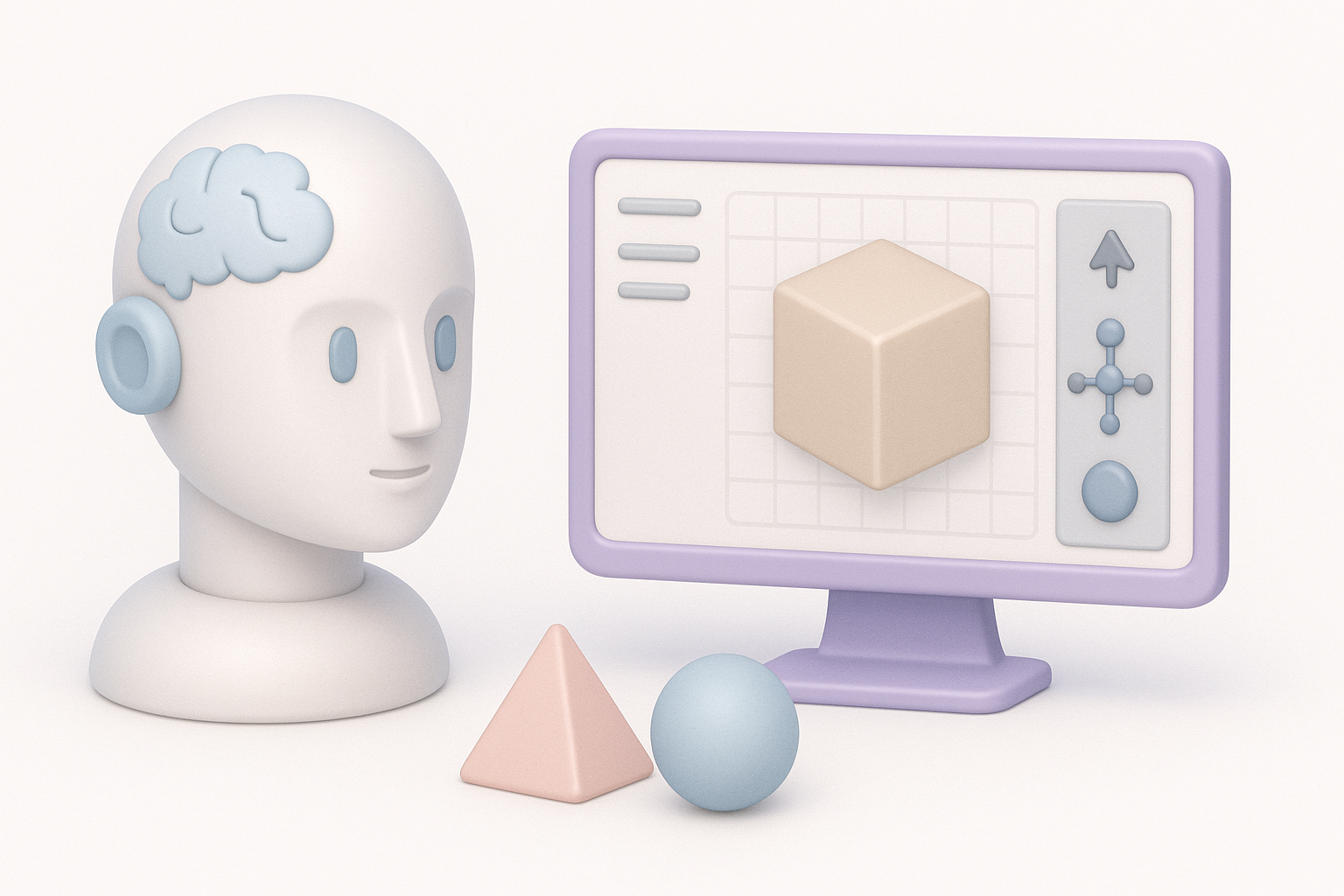 3DモデリングにおけるAIを理解するイラスト