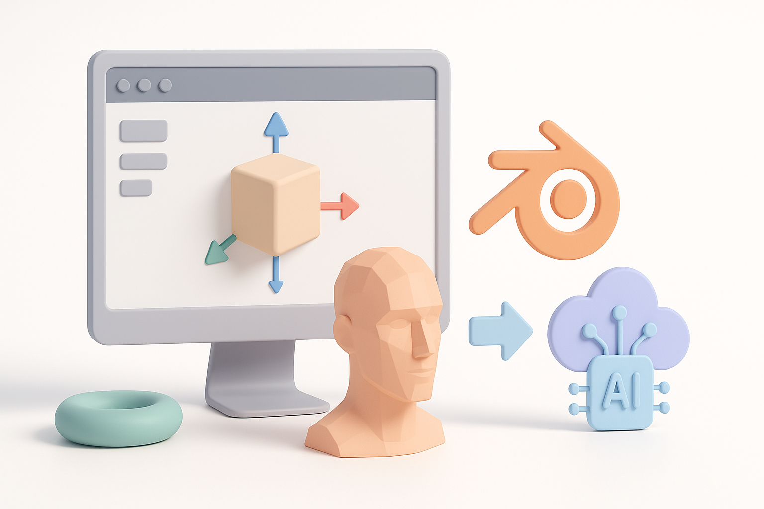 Integrating AI Tools and Automation in Blender illustration