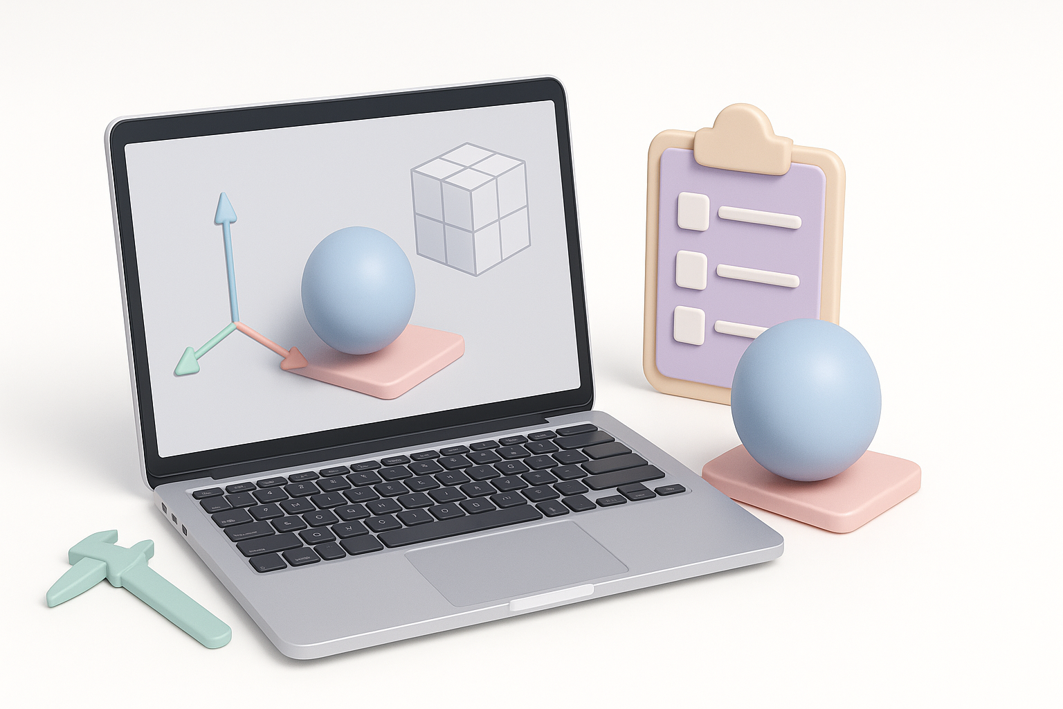 Mac OS에서 3D 모델링 모범 사례 일러스트레이션