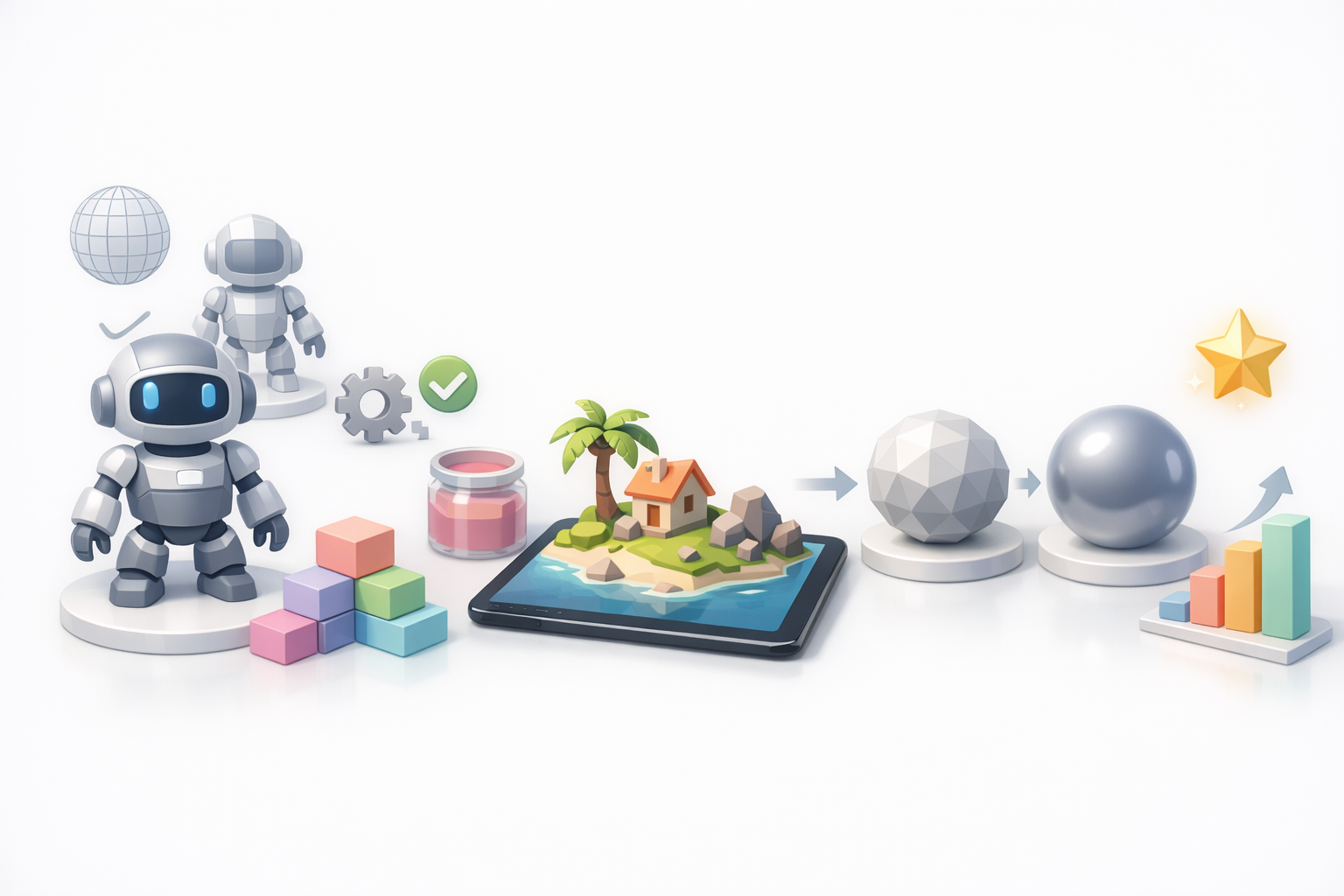 Ilustración sobre la optimización de modelos 3D para rendimiento y calidad