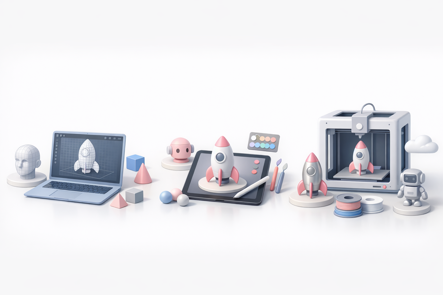 Ilustración sobre la comparativa de herramientas y métodos para modelos 3D en Procreate