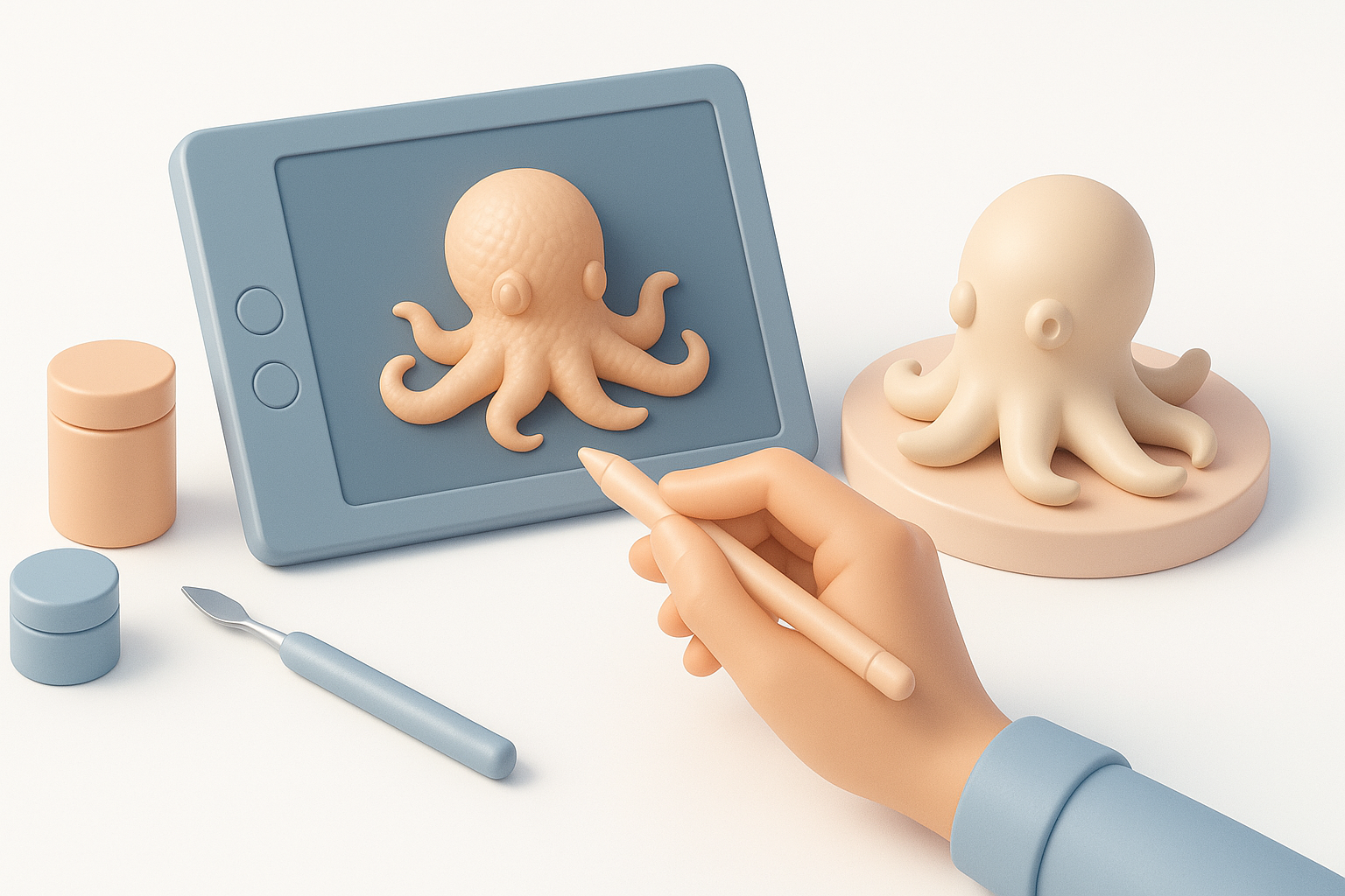 Ilustración de texturizado y detallado para impresión 3D