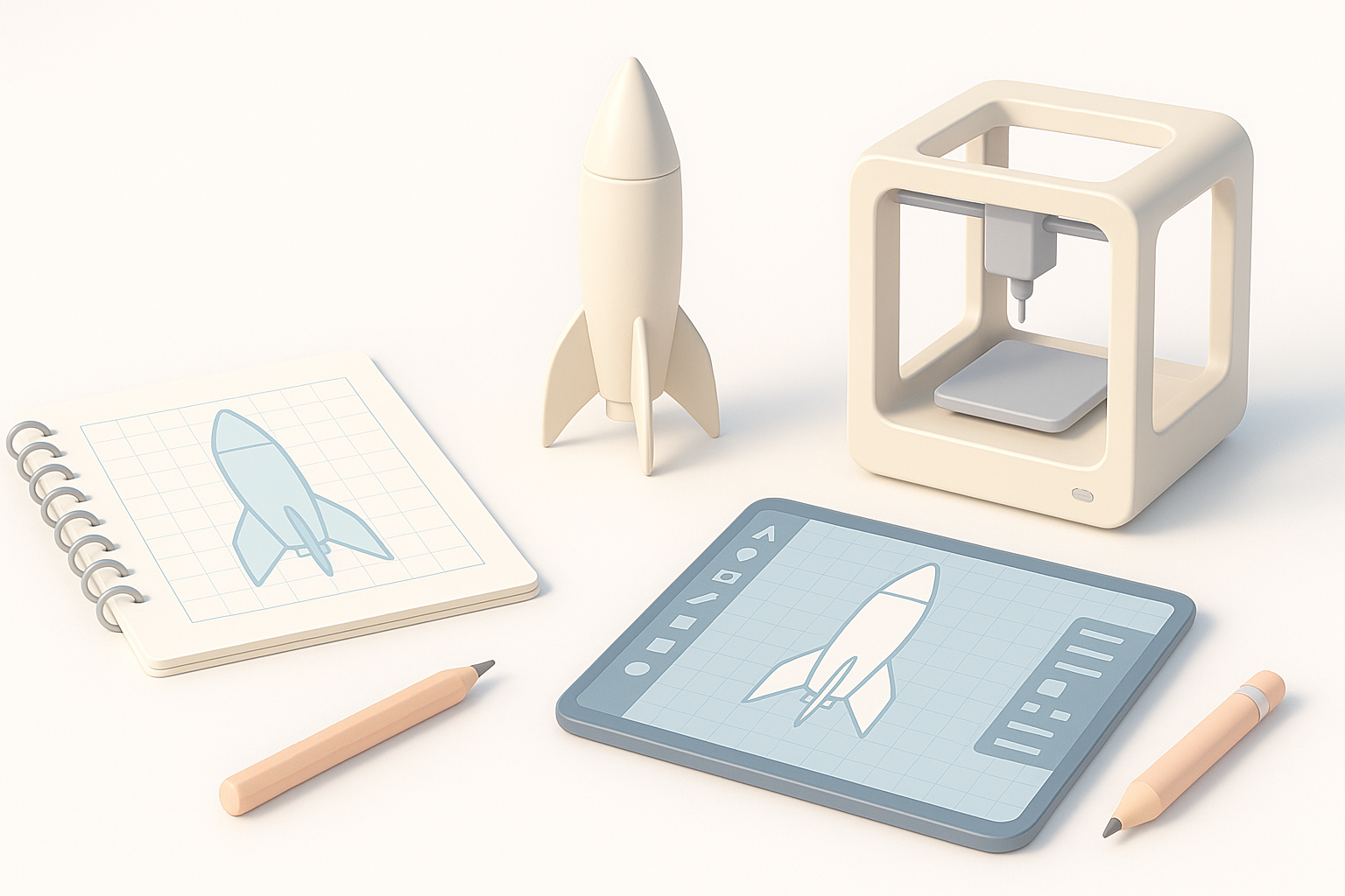 规划你的3D打印模型火箭示意图