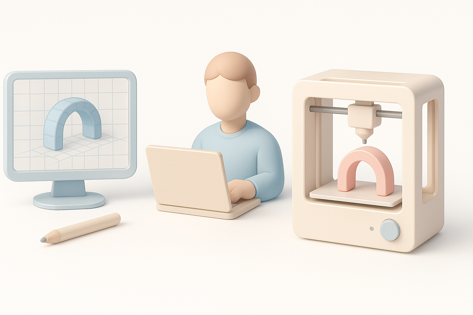 我的3D打印模型设计分步工作流程示意图