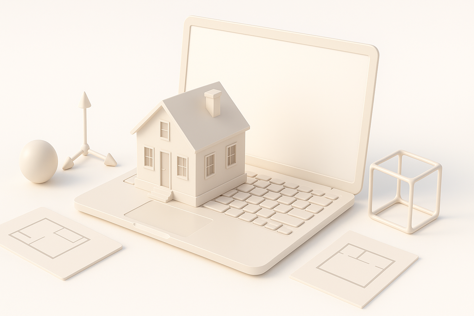 3D房产建模分步工作流程示意图