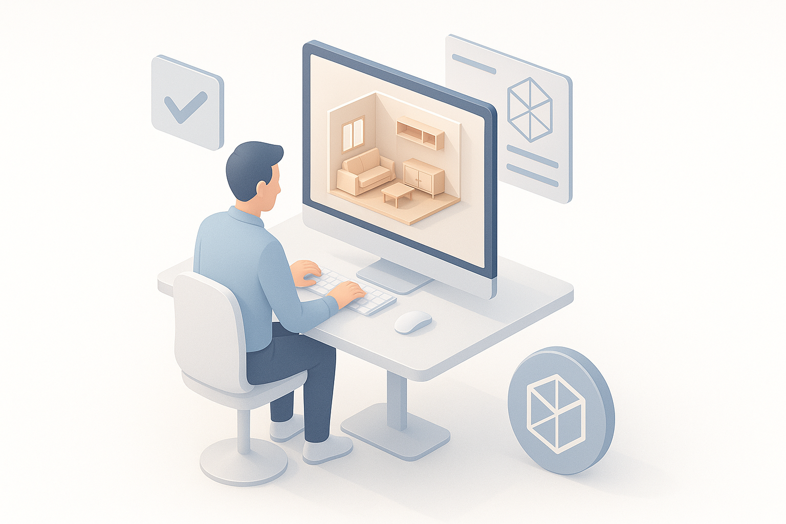 3D房间模型生产优化示意图