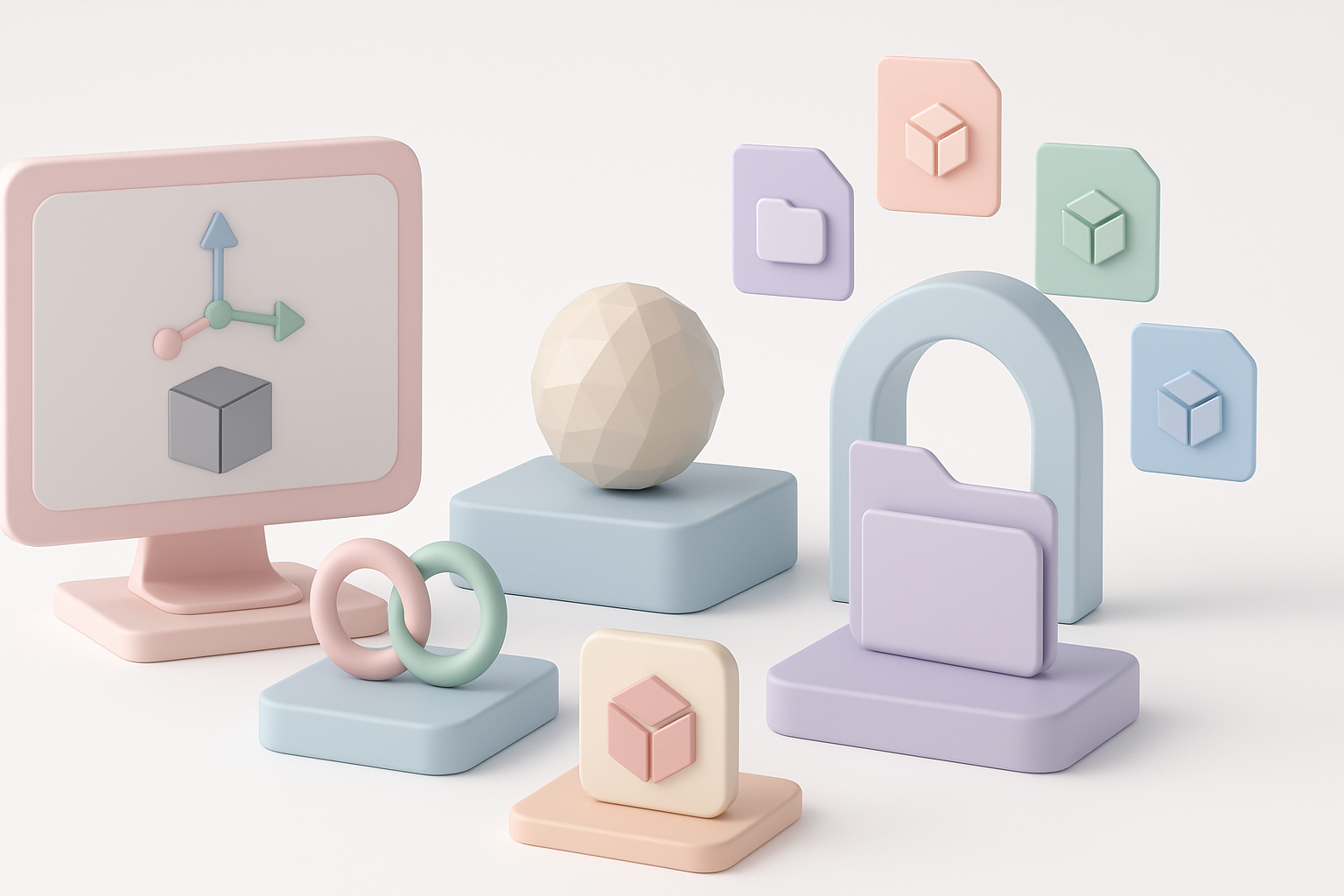 了解 Adobe 3D 模型：格式、用途与生态系统示意图