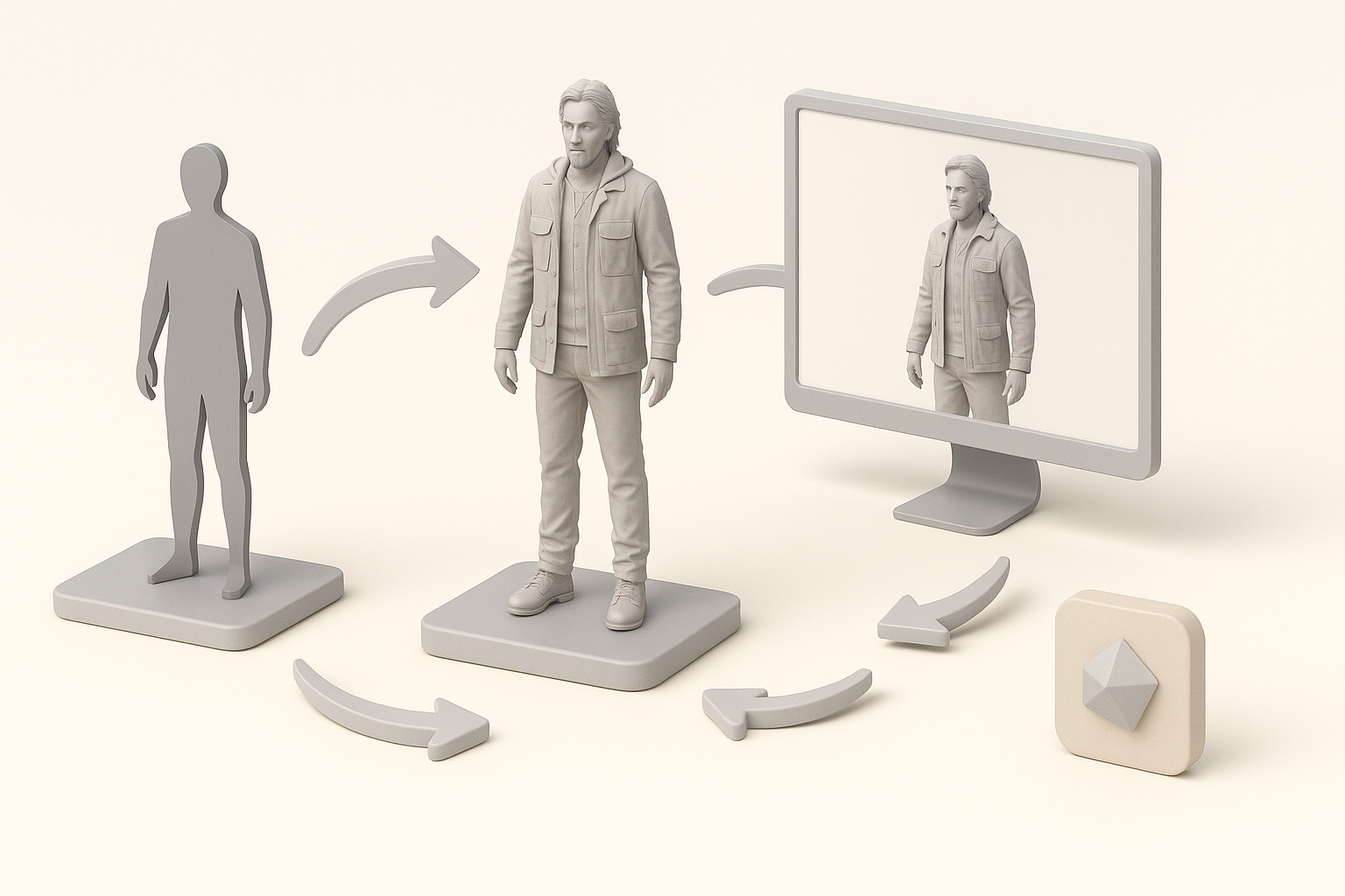 我的 Alan Wake 2 3D 模型创作工作流程示意图