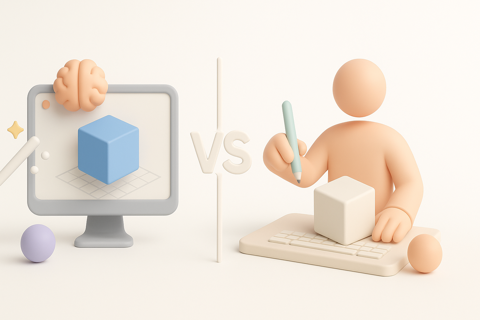 Comparing AI-Powered and Manual 3D Creation Methods illustration