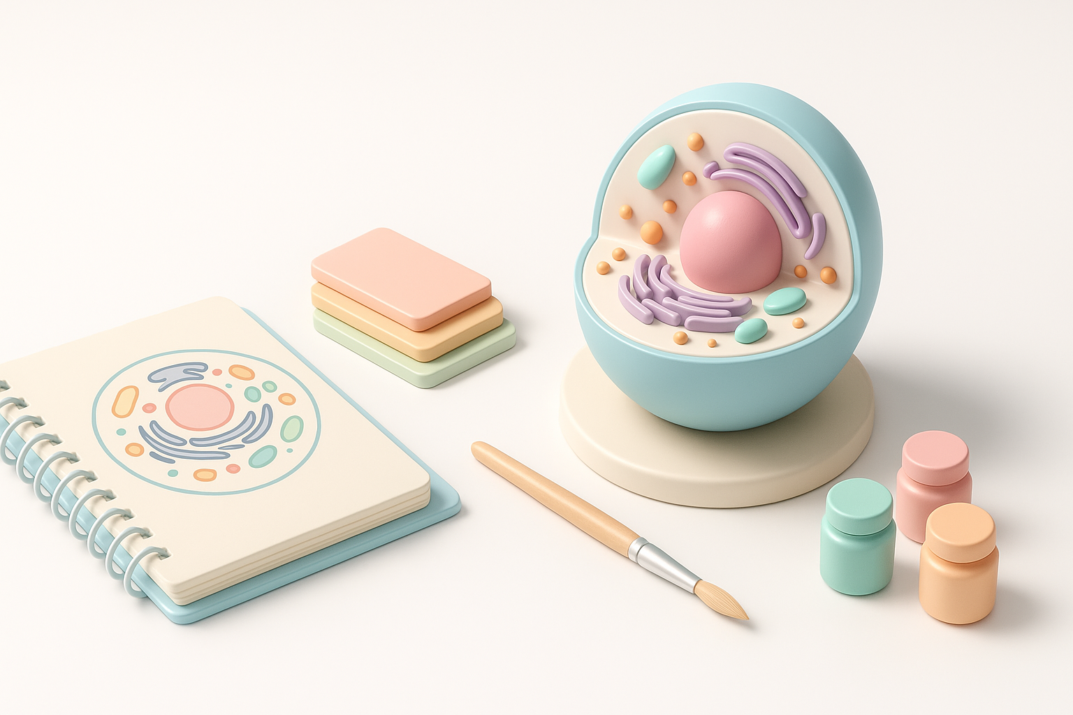 Step-by-Step Workflow for Building a Labeled 3D Animal Cell Model illustration