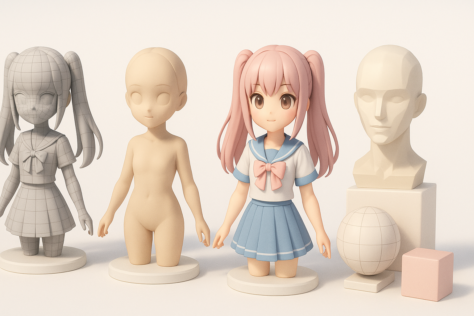 动漫少女3D建模基础概述插图