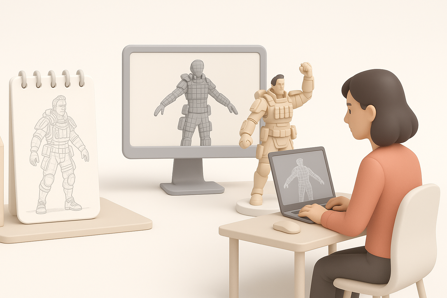 我制作《Apex英雄》3D模型的工作流程示意图