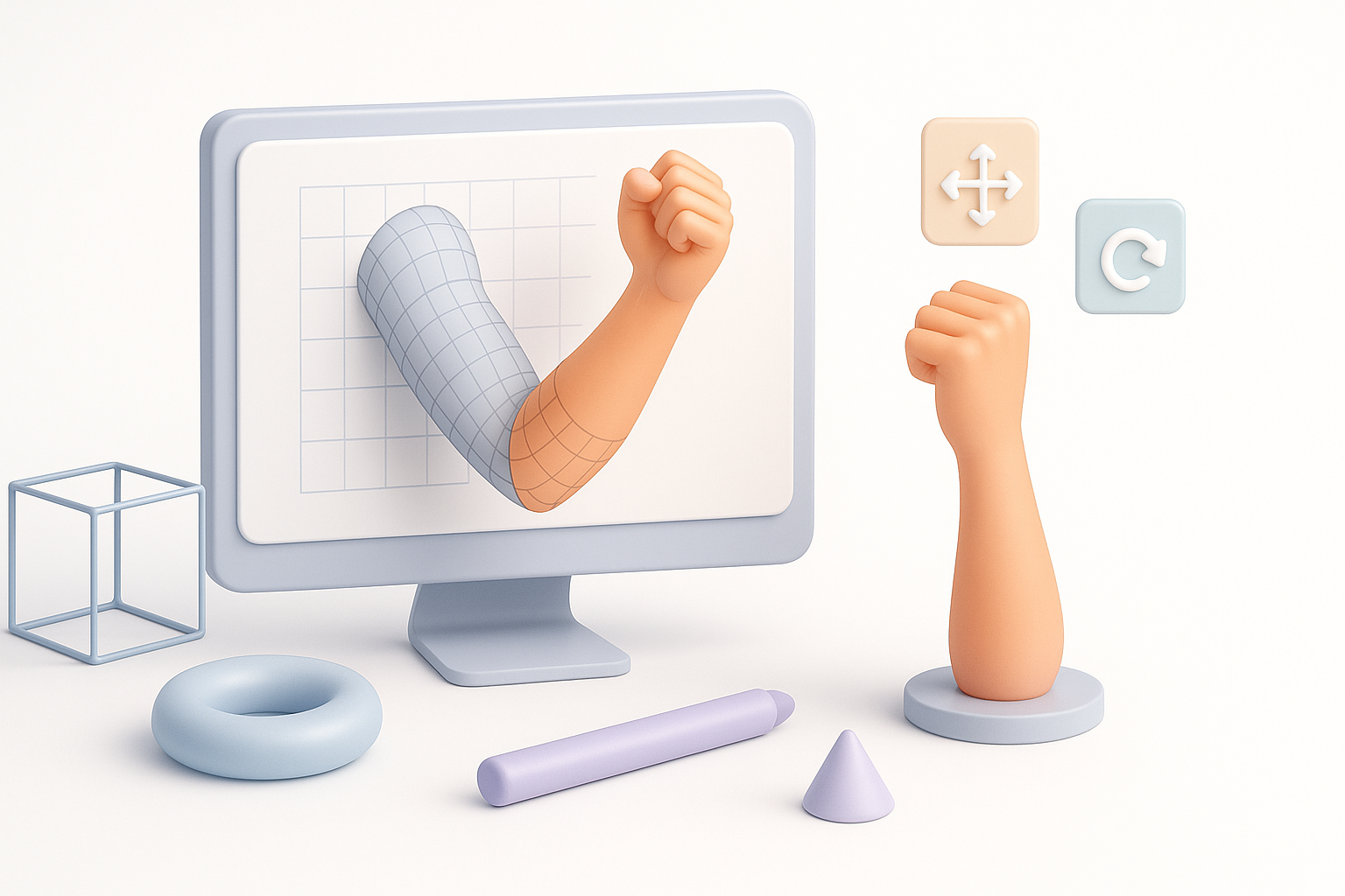 My Step-by-Step Workflow for Modeling an Arm in 3D illustration