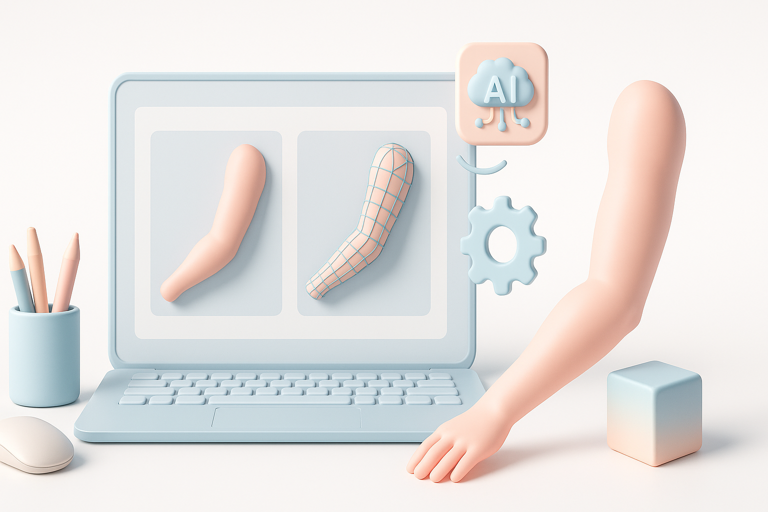 AI-Powered Tools and Automation in Arm 3D Modeling illustration