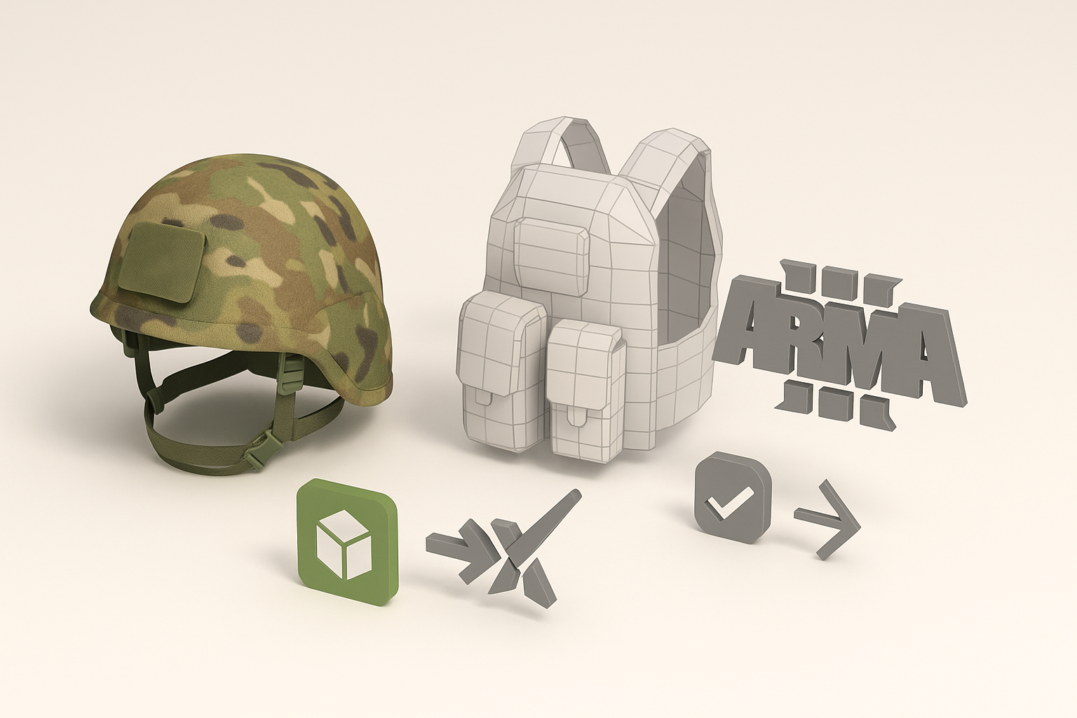为 Arma 3 制作贴图并优化模型示意图