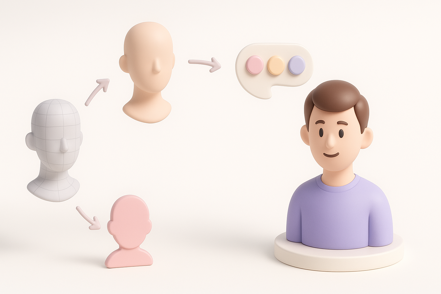 构建 Avatar 12 3D 模型的分步流程示意图