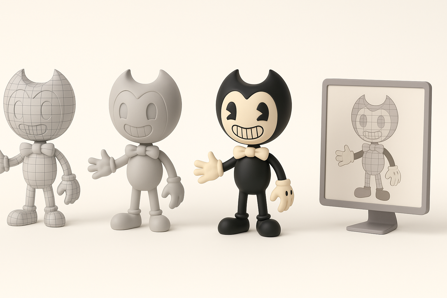 Step-by-Step: Modeling Bendy in 3D illustration