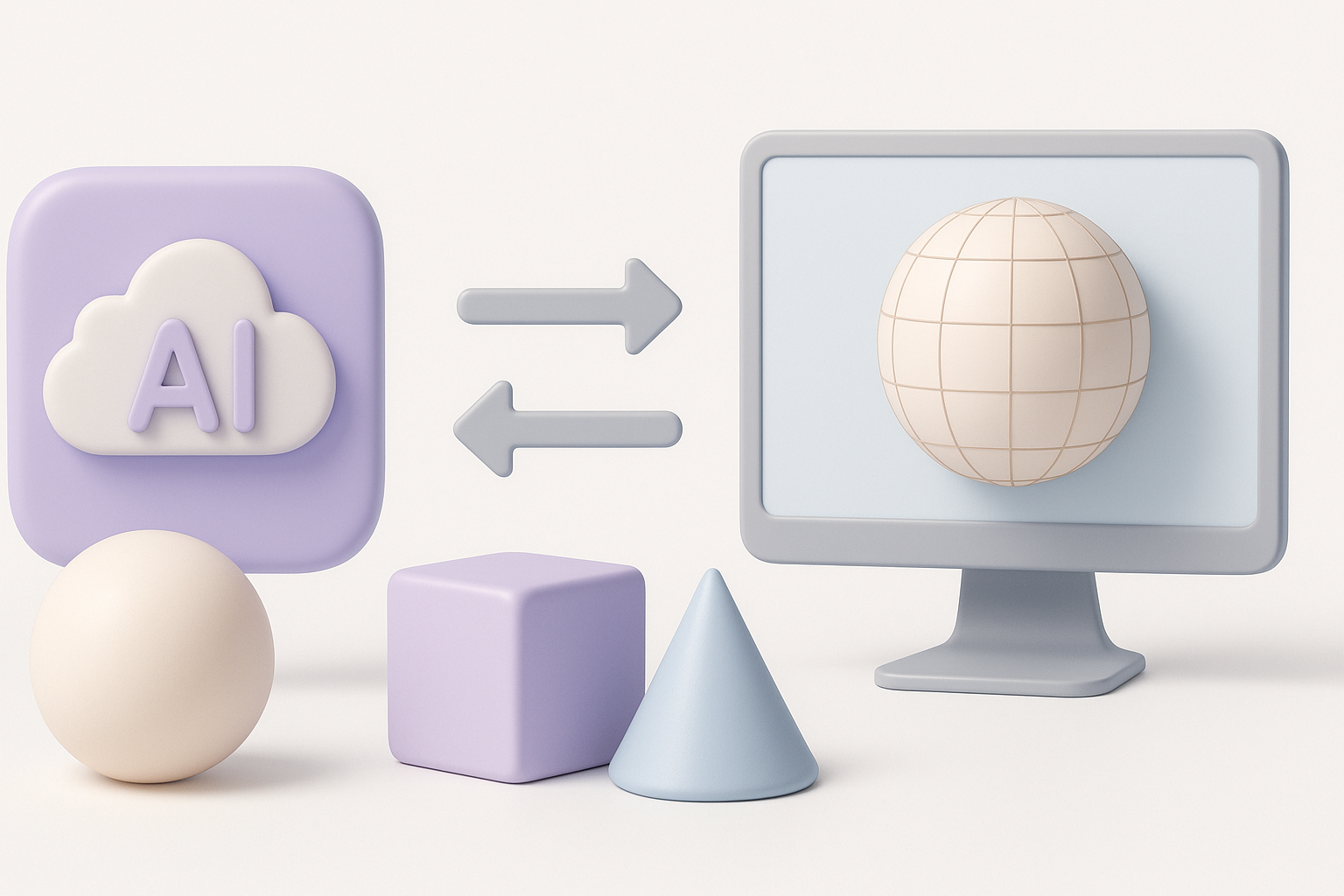 方法对比：AI 工具 vs. 传统 3D 建模插图