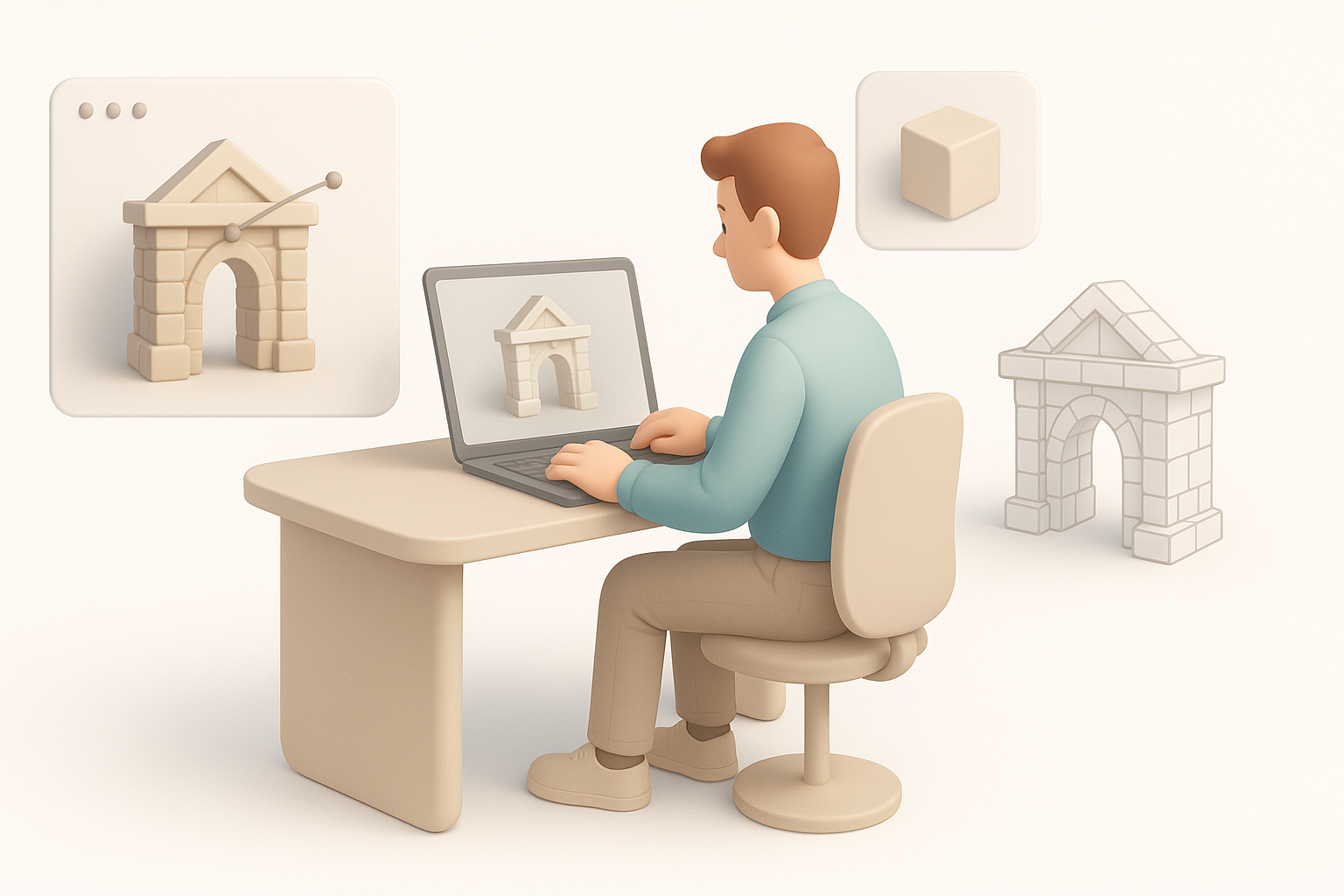 我生成 Beta Samati 3D 模型的方法示意图
