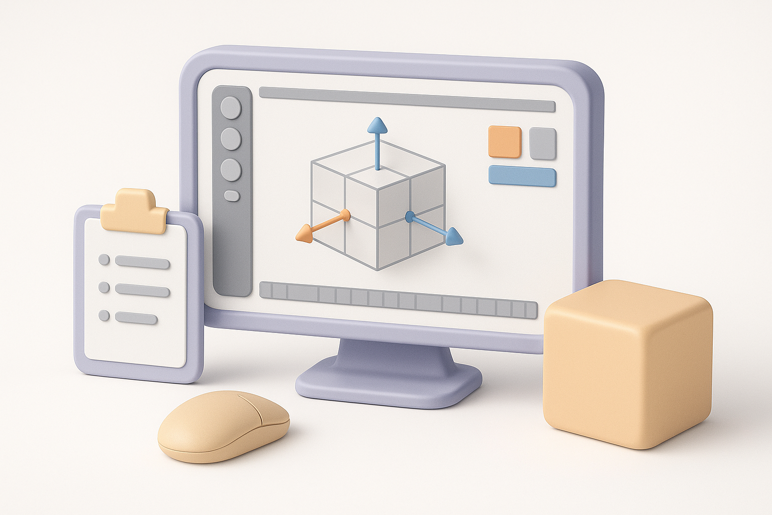 Ilustración de primeros pasos con el modelado 3D en Blender