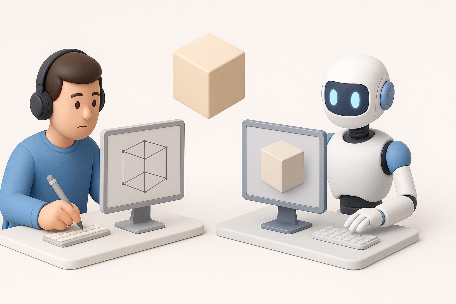 手动与 AI 辅助 3D 建模方法的比较插图