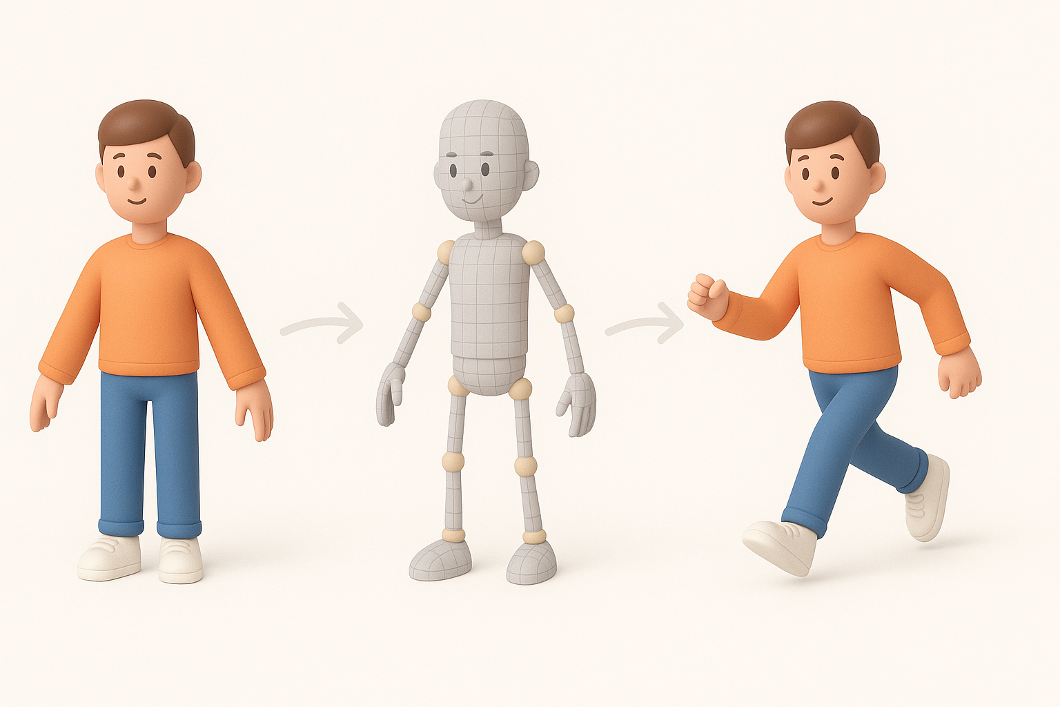 Texturing, Rigging, and Animation Workflow illustration