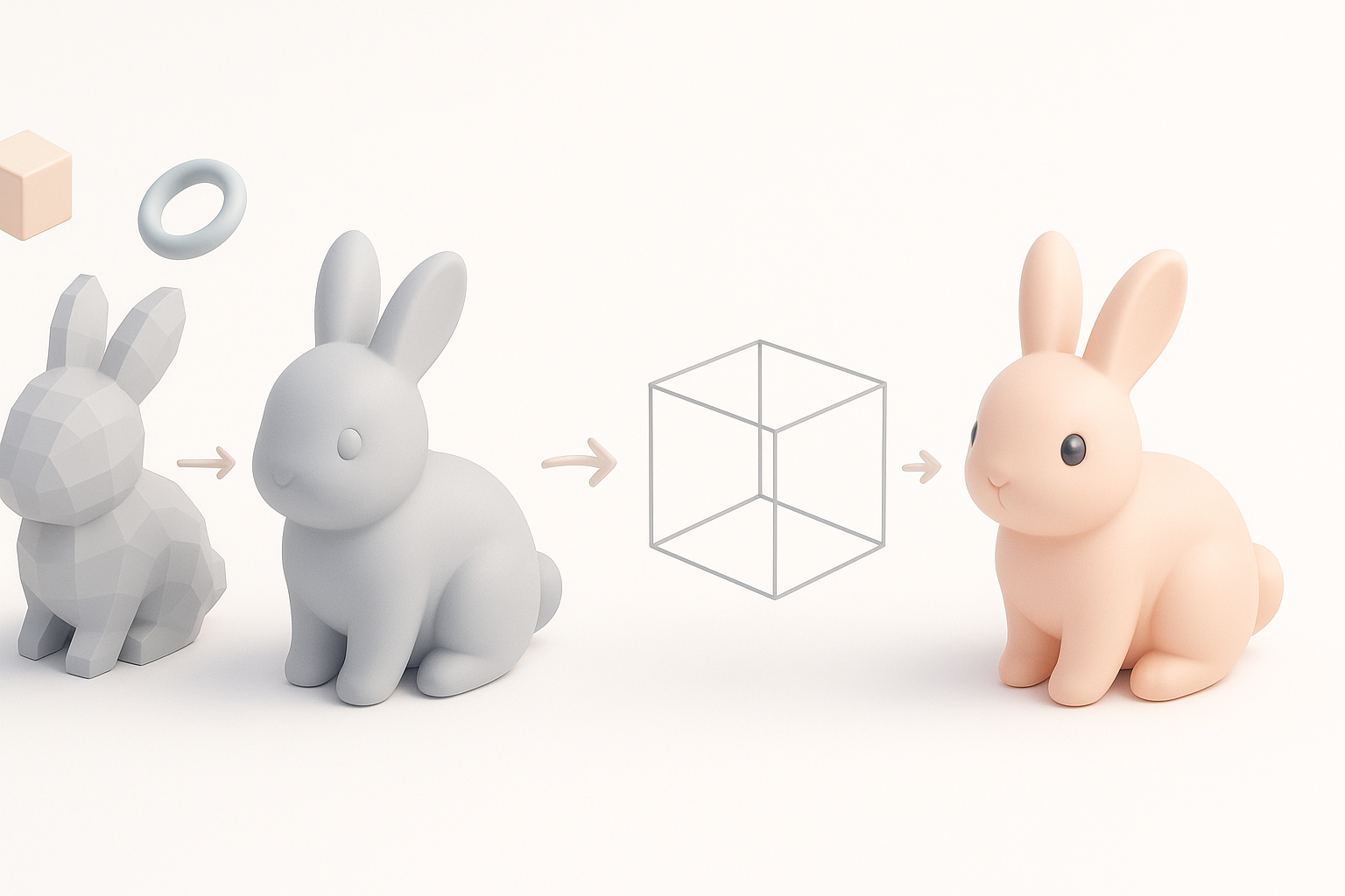 Step-by-Step Workflow for Bunny 3D Modeling illustration