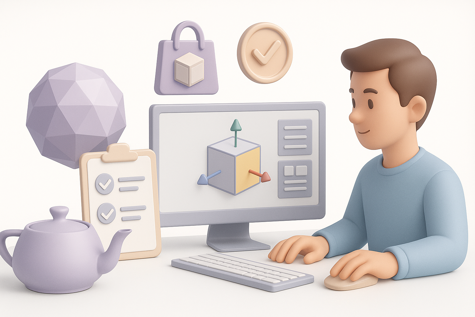 購入した3Dアセットを使う際のベストプラクティスのイラスト