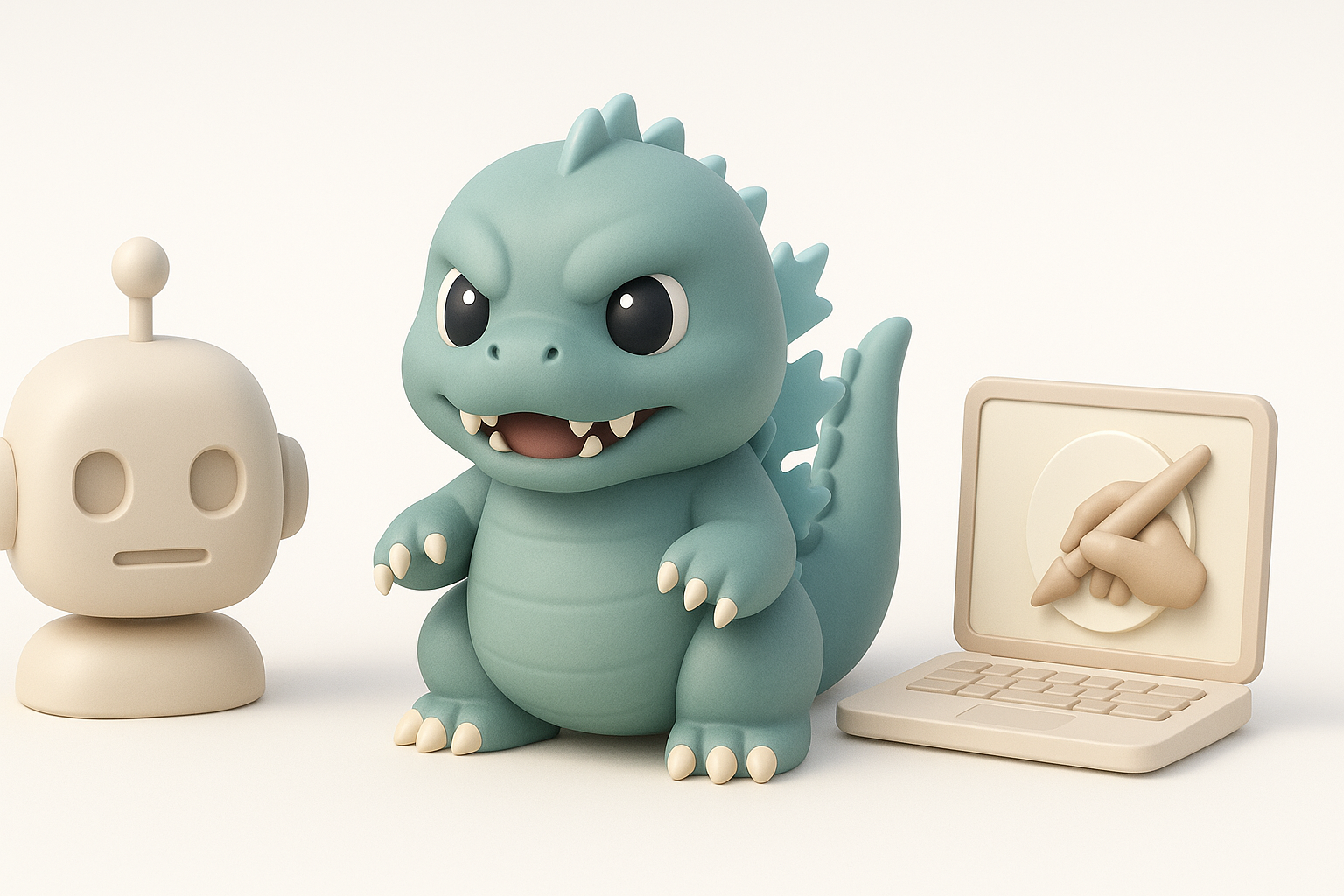 AI工具与手工方法的对比：Q版3D模型制作示意图