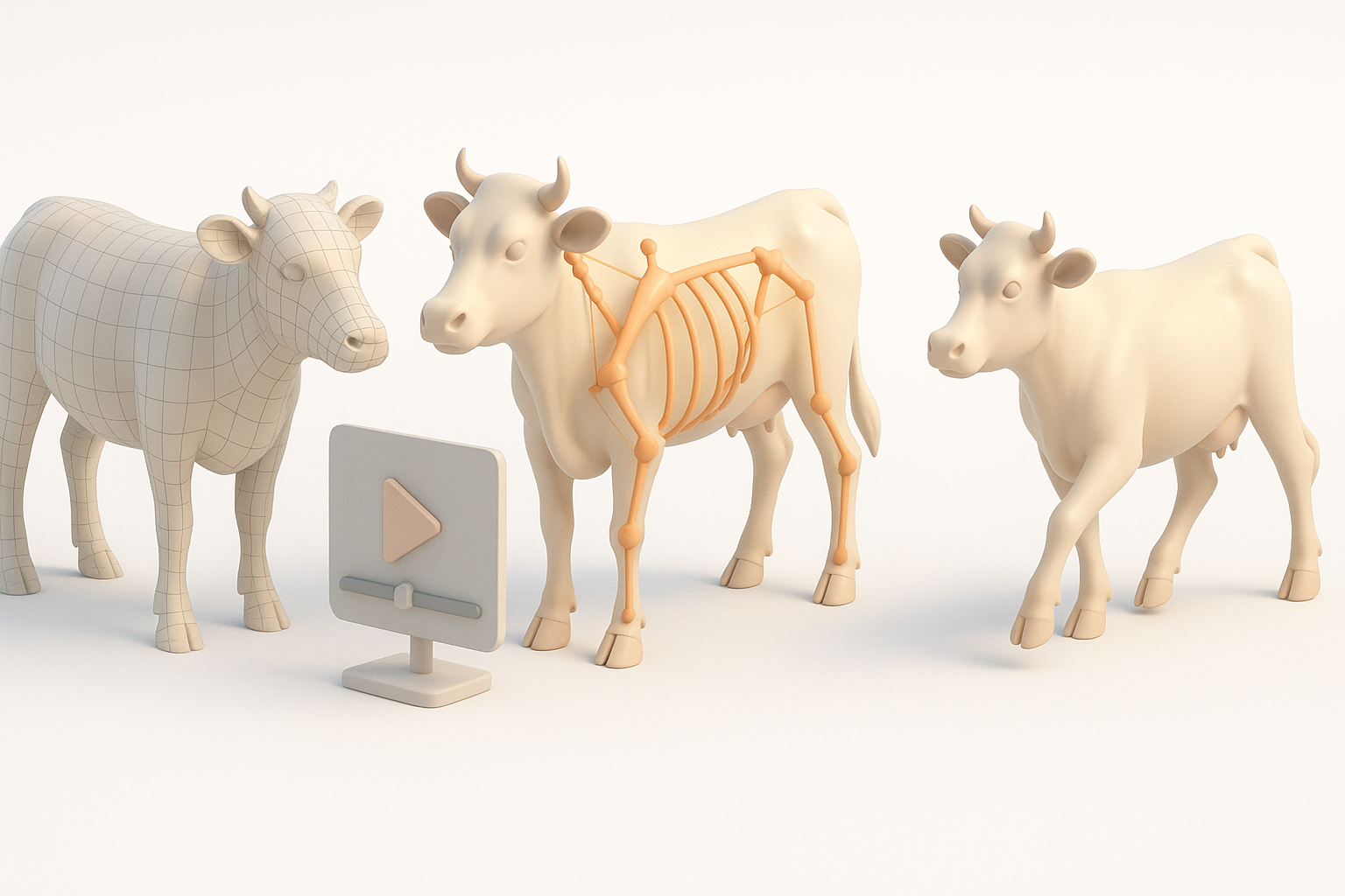 Retopology、绑定与动画要点示意图