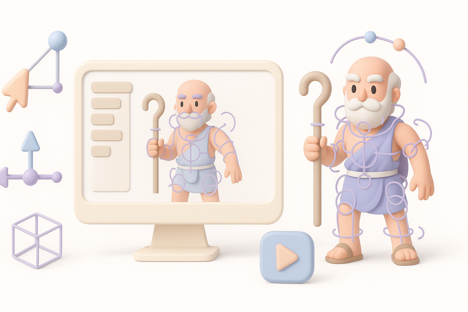 Cronus模型绑定与动画制作示意图