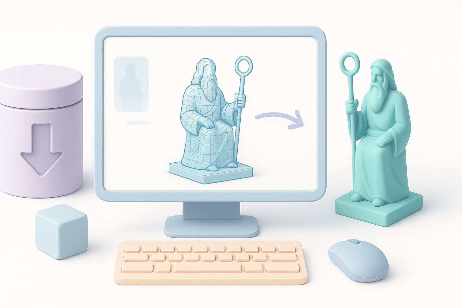 Cronus 3D模型优化与导出示意图