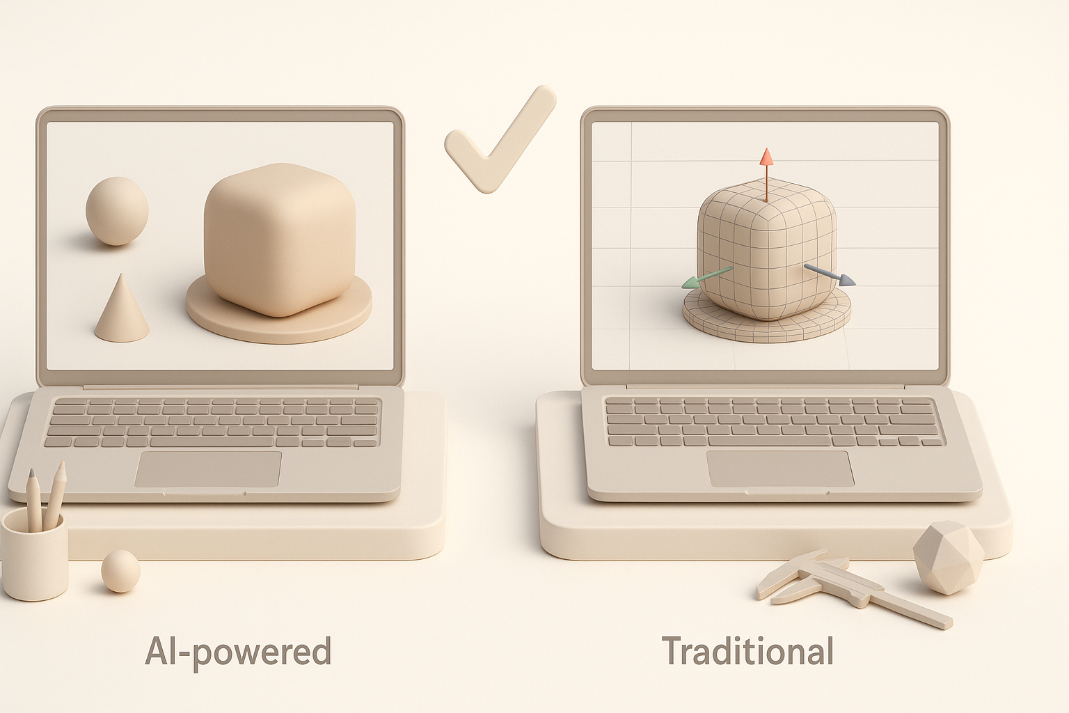 AI 驱动与传统 3D 工作流的对比插图