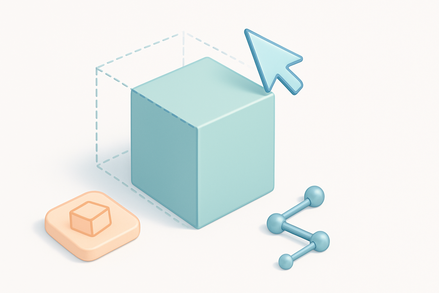 Ilustração do guia passo a passo para construir um modelo 3D de cubo